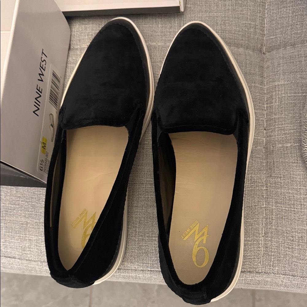 Nine West Black Suede Slip-On Shoes